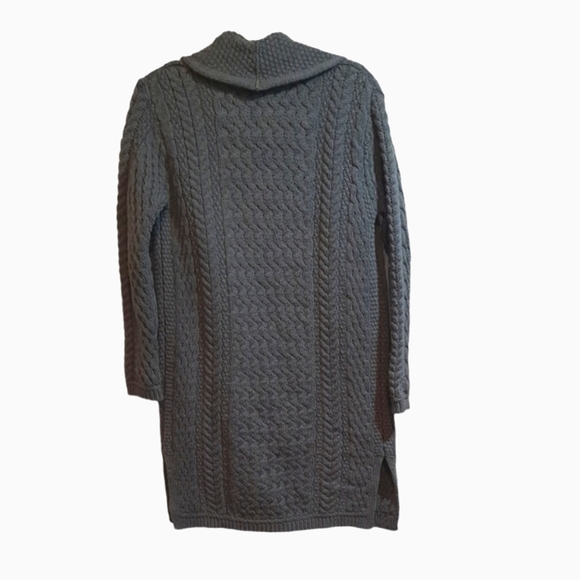 Aran Irish Merino Wool Women Open Front Long Sweater Cardigan Oversize S… - Picture 2 of 10